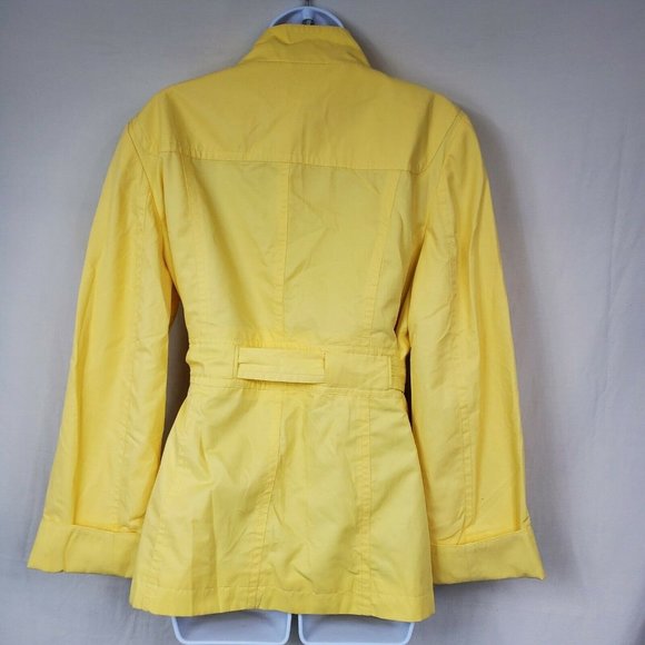 Ann Taylor Womens Yellow Rain Jacket Waist Tie Casual Size L - Picture 7 of 12